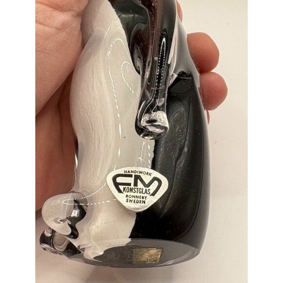 Handcrafted Vintage Kosta Boda Konstglas Sweden Black & Clear Glass Penguin - Picture 3 of 8